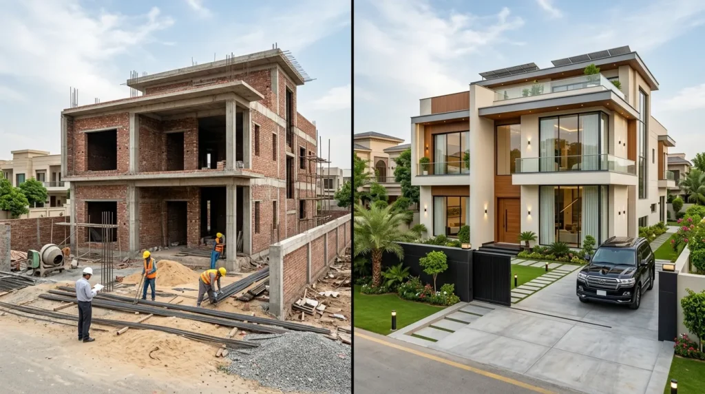 Grey Structure vs Complete Construction in Lahore